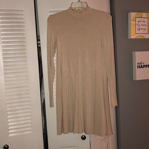 Tan/cream long sleeve tee shirt dress